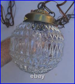 Vintage Double Glass Ball Hanging Swag Lamp Light