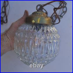 Vintage Double Glass Ball Hanging Swag Lamp Light