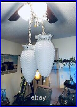 Vintage Double Hanging Swag Lamp 1960's Mid Century Swag