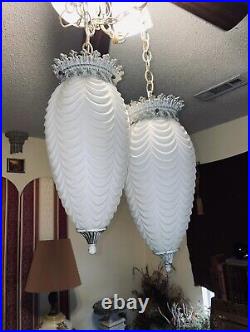 Vintage Double Hanging Swag Lamp 1960's Mid Century Swag