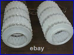 Vintage Double Pendant Swag Lamp Light Fixture Hollywood Regency Ceiling MCM