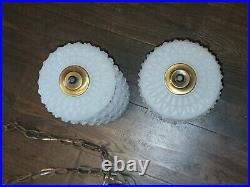 Vintage Double Pendant Swag Lamp Light Fixture Hollywood Regency Ceiling MCM