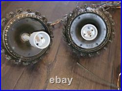 Vintage Double Pendant Swag Lamp Light Fixture Hollywood Regency Ceiling MCM