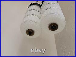 Vintage Double Pendant Swag Lamp Light Fixture Hollywood Regency Ceiling MCM
