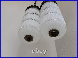 Vintage Double Pendant Swag Lamp Light Fixture Hollywood Regency Ceiling MCM