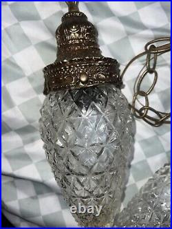 Vintage Double Pineapple Swag Lamps Hanging Pendant Style Lights Gold Mcm