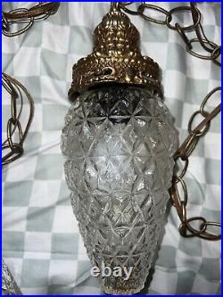 Vintage Double Pineapple Swag Lamps Hanging Pendant Style Lights Gold Mcm