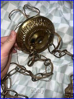 Vintage Double Pineapple Swag Lamps Hanging Pendant Style Lights Gold Mcm