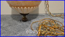 Vintage EF & EF Industries 1970 Swag Hanging Lamp Milk Glass Flower Rare