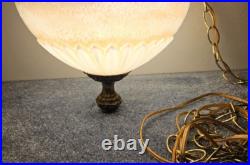 Vintage EF & EF Industries 1970 Swag Hanging Lamp Milk Glass Flower Rare
