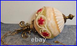 Vintage EF & EF Industries 1970 Swag Hanging Lamp Milk Glass Flower Rare