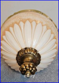 Vintage EF & EF Industries 1970 Swag Hanging Lamp Milk Glass Flower Rare