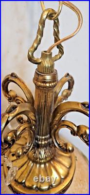 Vintage EF & EF Industries 1970 Swag Hanging Lamp Milk Glass Flower Rare