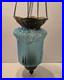 Vintage Early 20th Century Moonlight Sampler Blue Glass Hanging Chain Swag Lamp
