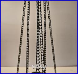 Vintage Early 20th Century Moonlight Sampler Blue Glass Hanging Chain Swag Lamp