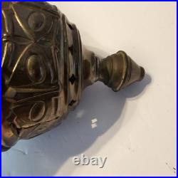 Vintage Early 20th Century Moonlight Sampler Blue Glass Hanging Chain Swag Lamp