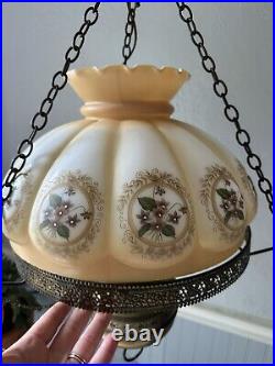 Vintage Electric Antique Oil Lamp Style Farmhouse Swag Hanging Light Fixture