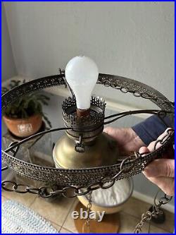 Vintage Electric Antique Oil Lamp Style Farmhouse Swag Hanging Light Fixture