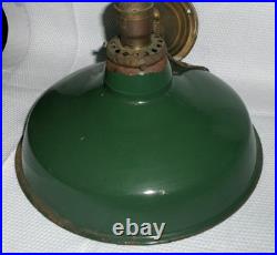Vintage Enamel Green Silv A King Home Barn Hanging Lamp Light Shade Edison Bulb