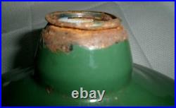Vintage Enamel Green Silv A King Home Barn Hanging Lamp Light Shade Edison Bulb