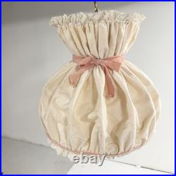 Vintage Fabric Swag Lamp Hanging Light With Chain Doll house Country Cottage Core
