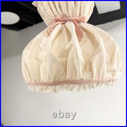 Vintage Fabric Swag Lamp Hanging Light With Chain Doll house Country Cottage Core