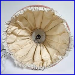 Vintage Fabric Swag Lamp Hanging Light With Chain Doll house Country Cottage Core