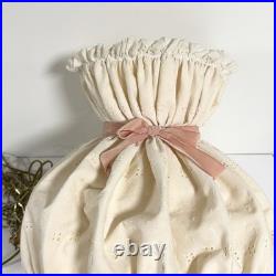 Vintage Fabric Swag Lamp Hanging Light With Chain Doll house Country Cottage Core
