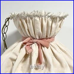 Vintage Fabric Swag Lamp Hanging Light With Chain Doll house Country Cottage Core