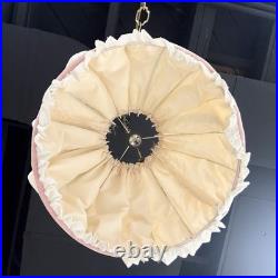 Vintage Fabric Swag Lamp Hanging Light With Chain Doll house Country Cottage Core