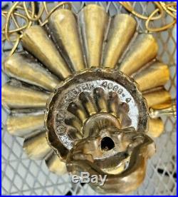 Vintage Falkenstein Glass Hanging Swag Lamp Brass Amber Mid Century Modern