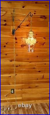 Vintage Falkenstein Roses Hanging Lamp Swag Hollywood Regency Opalescent Glass