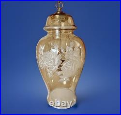 Vintage Falkenstein Roses Hanging Lamp Swag Hollywood Regency Opalescent Glass