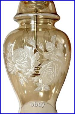 Vintage Falkenstein Roses Hanging Lamp Swag Hollywood Regency Opalescent Glass