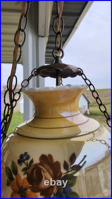 Vintage Farmhouse Swag Hanging Hurricane Light (FLORAL DESIGN)
