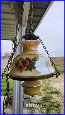 Vintage Farmhouse Swag Hanging Hurricane Light (FLORAL DESIGN)