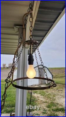 Vintage Farmhouse Swag Hanging Hurricane Light (FLORAL DESIGN)