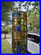 Vintage Felipe Derflingher Brutalist Stained Glass Cylinder Pendant Hanging Lamp