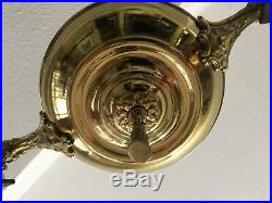 Vintage Fenton Cranberry Glass Shade & Brass 2 Lights Hanging Lamp Chandelier
