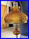 Vintage Fenton Quilted Amber Glass Swag Hanging Lamp