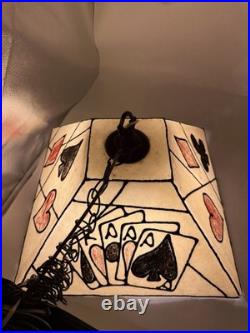 Vintage Fiberglass Poker Table Hanging Swag Light Lamp Cards Working