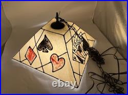 Vintage Fiberglass Poker Table Hanging Swag Light Lamp Cards Working
