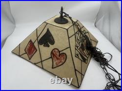 Vintage Fiberglass Poker Table Hanging Swag Light Lamp Cards Working