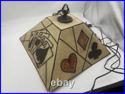 Vintage Fiberglass Poker Table Hanging Swag Light Lamp Cards Working