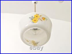 Vintage Floral Glass Pendant Light / Mid Century Hanging Lamp Vintage Floral Glass Pendant Light / Mid Century Hanging Lamp