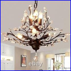 Vintage Flower Crystal Chandelier 7 Lights Pendant Hanging Lamp Ceiling Light