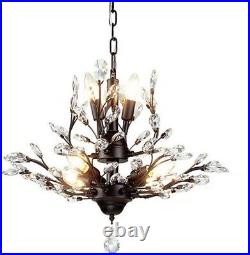 Vintage Flower Crystal Chandelier 7 Lights Pendant Hanging Lamp Ceiling Light