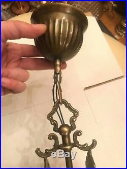 Vintage French Brass Hanging Glass lamp