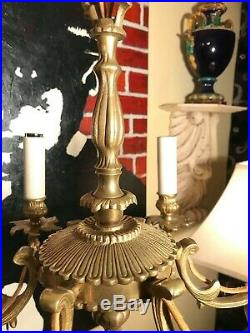 Vintage French Empire Chandelier French Brass Hanging Chain Lamp