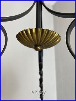 Vintage French Iron & brass hanging parlor lamp